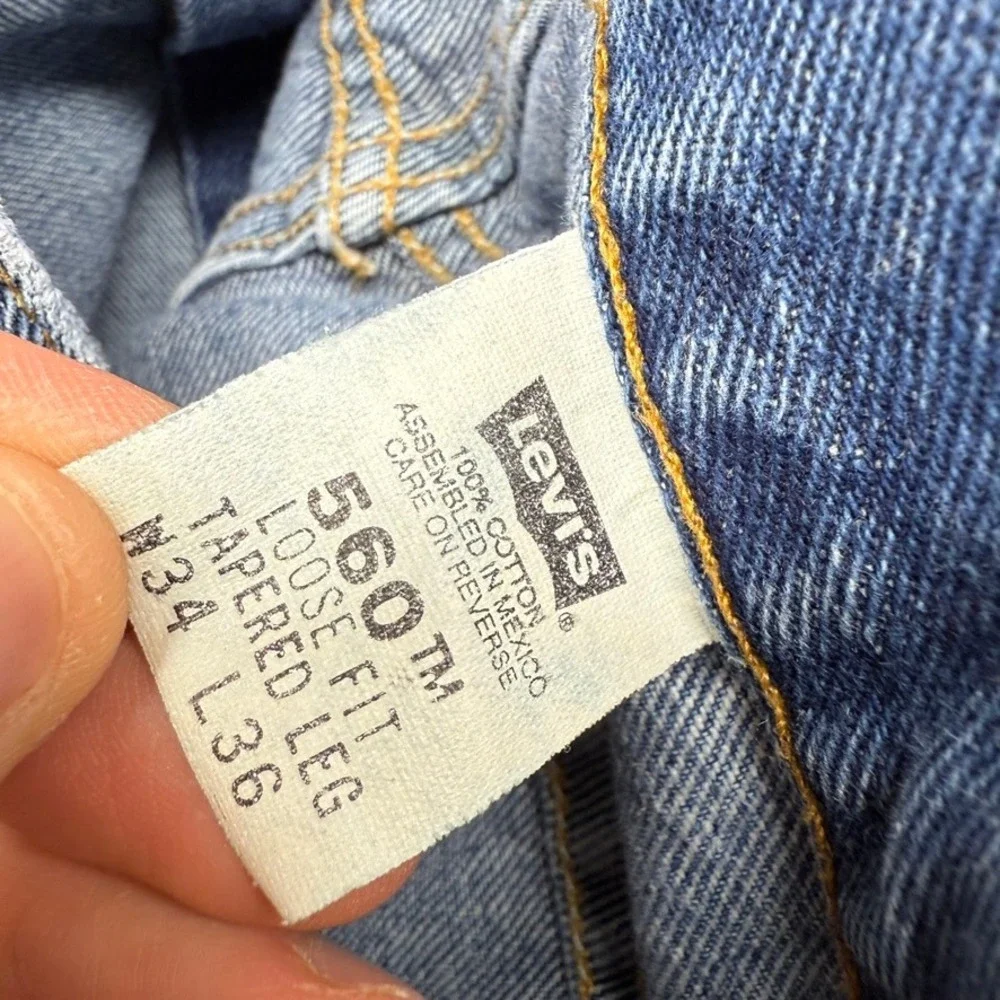 Vintage Levis Jeans Men's 34x36 Fits 33x35 Blue 550 Loose Tapered 90s Denim 90s